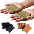 Front view of unisex non-slip leather weightlifting gloves with padded palms